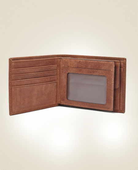 Vintage Brown Leather Bi-Fold Wallet